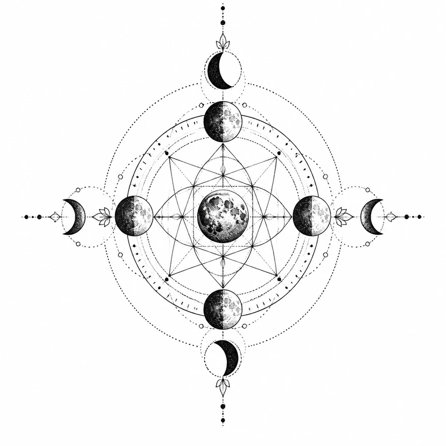 AI dotwork tattoo example: Dotwork Moon