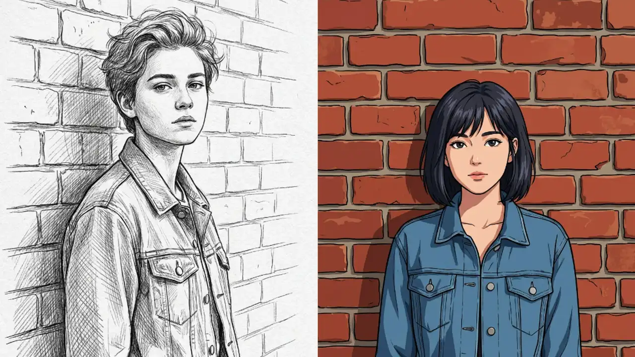 Boceto frente a anime para imprimir