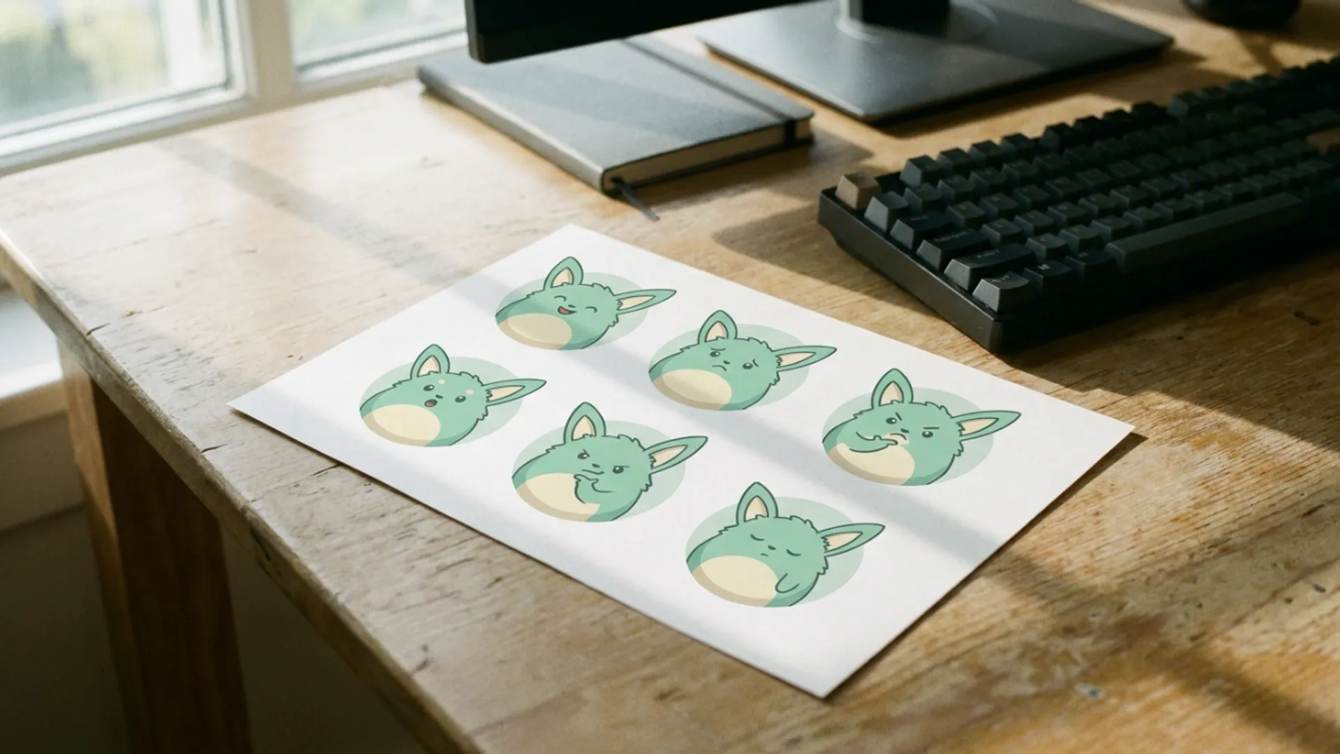 A streamer emote sheet from one prompt
