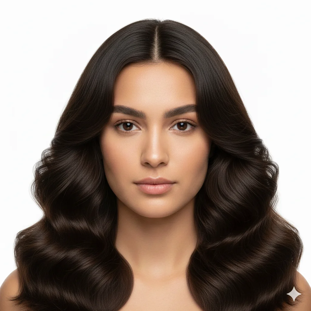 Straightened hairstyle
